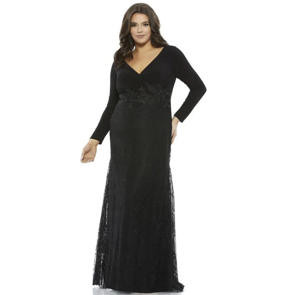 Mac Duggal Black White Red - 66182 Embellished Plunging Ballgown